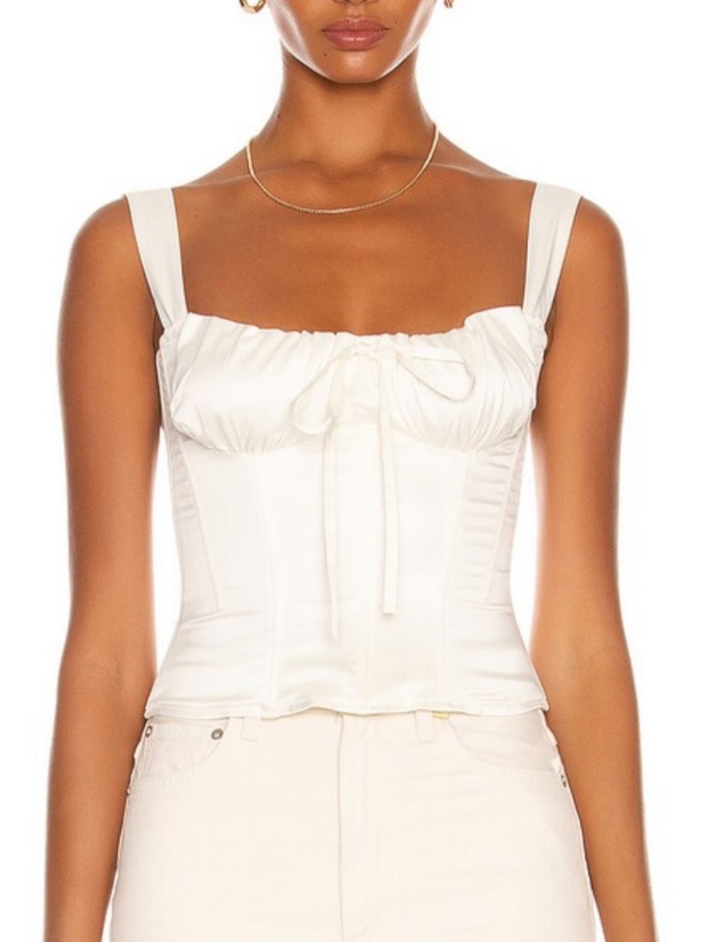 Miaou Ivory Tie-Front Corset Camisole